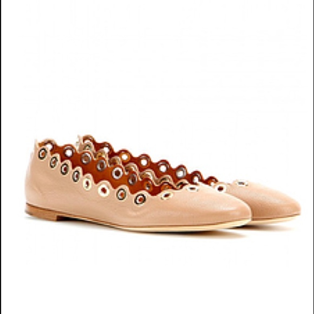 Chloe Flo Grommet Scalloped Nude Ballet Flats